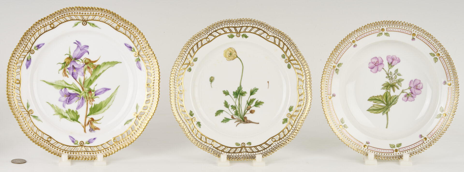 Lot 358: 13 Pieces of Royal Copenhagen Flora Danica Porcelain Dinnerware