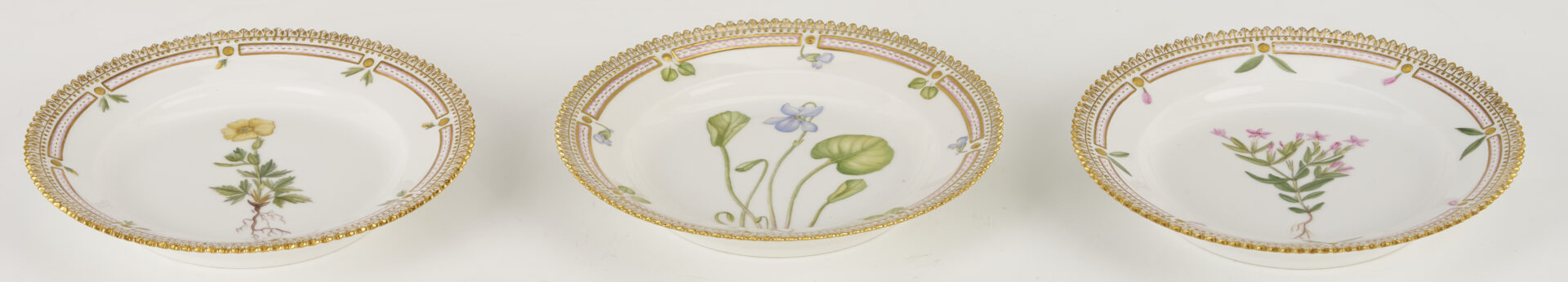 Lot 358: 13 Pieces of Royal Copenhagen Flora Danica Porcelain Dinnerware