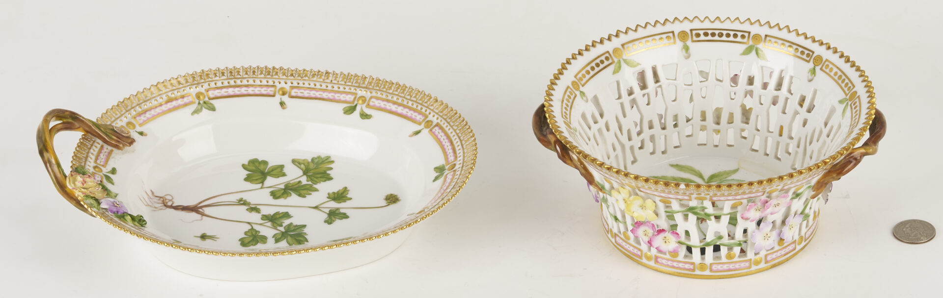 Lot 360: 2 Royal Copenhagen Flora Danica Porcelain Serving Pieces
