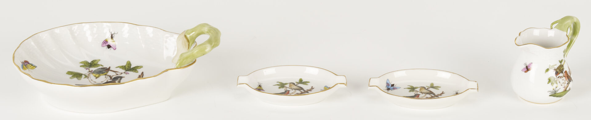 Lot 361: Herend Rothschild Bird Porcelain Dinnerware Service, 69 Pcs.