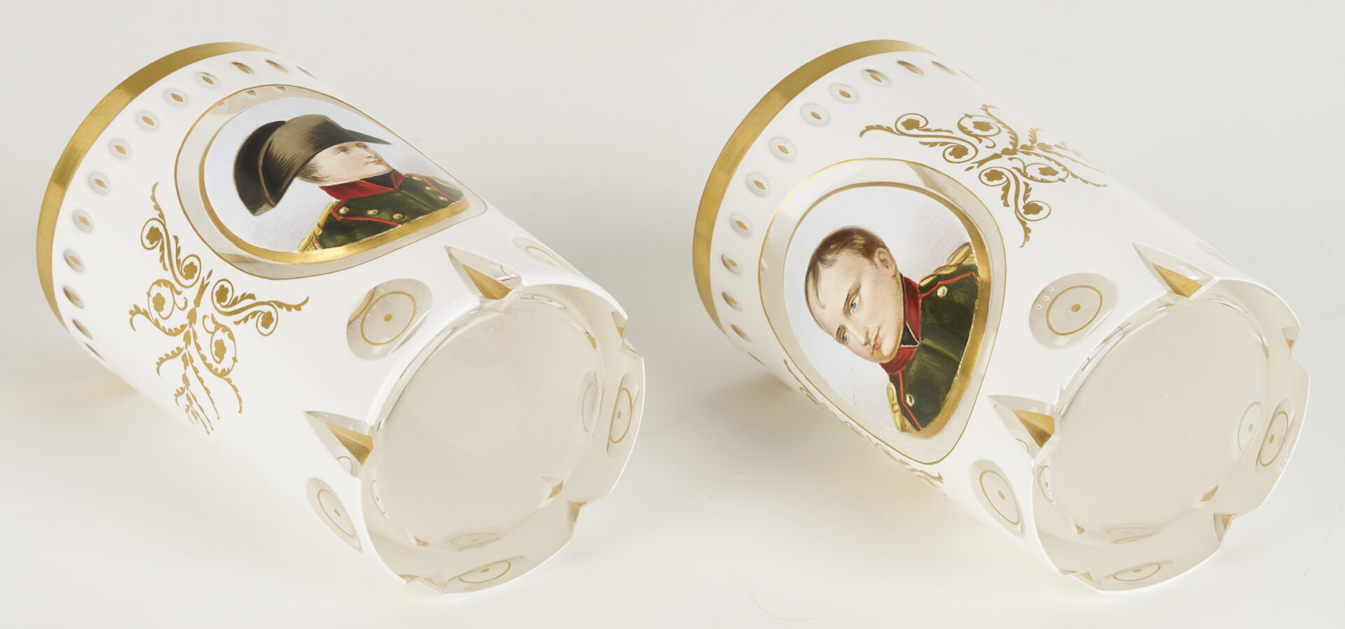 Lot 366: Two Cased Glass Napoleon Portrait Cups