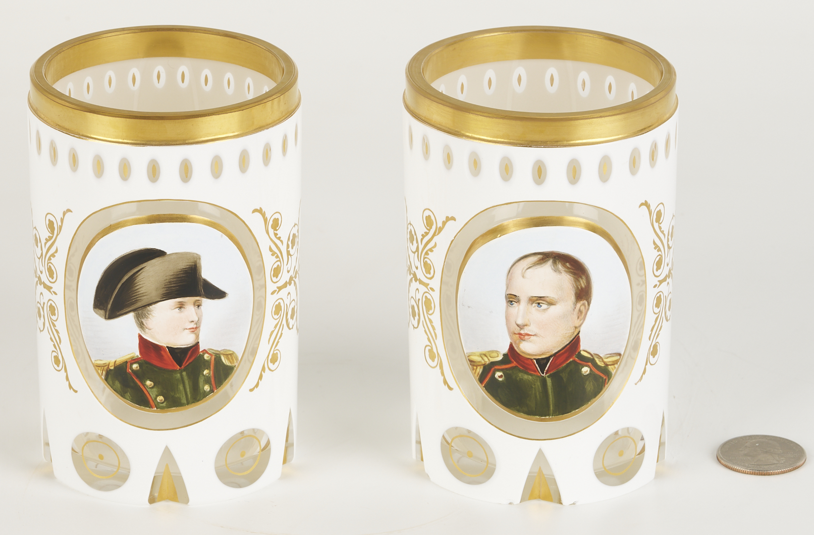 Lot 366: Two Cased Glass Napoleon Portrait Cups