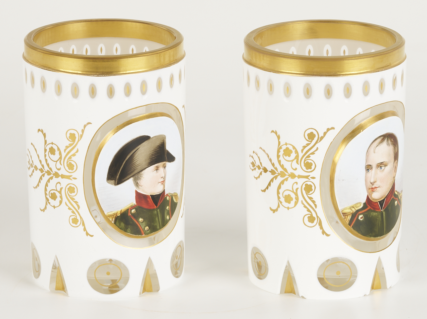 Lot 366: Two Cased Glass Napoleon Portrait Cups