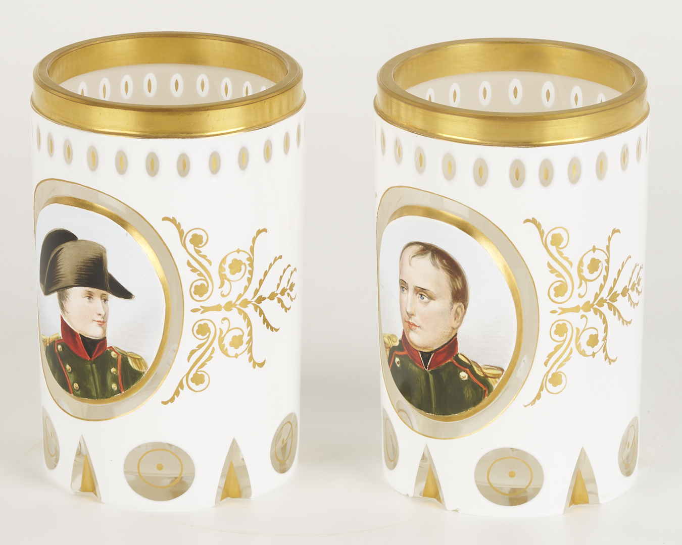 Lot 366: Two Cased Glass Napoleon Portrait Cups