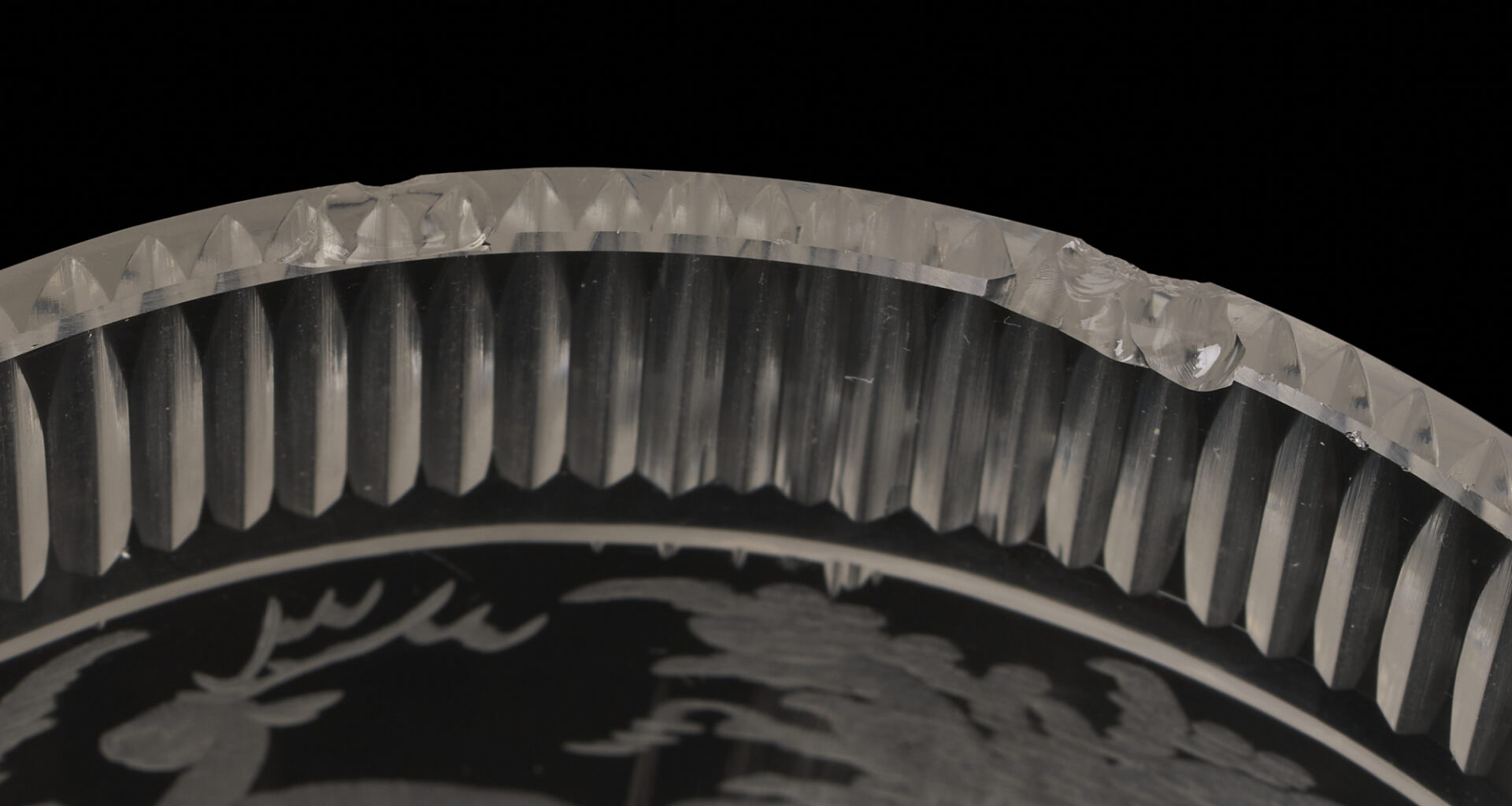 Lot 367: 32 Hunt Scene Engraved Crystal Goblets