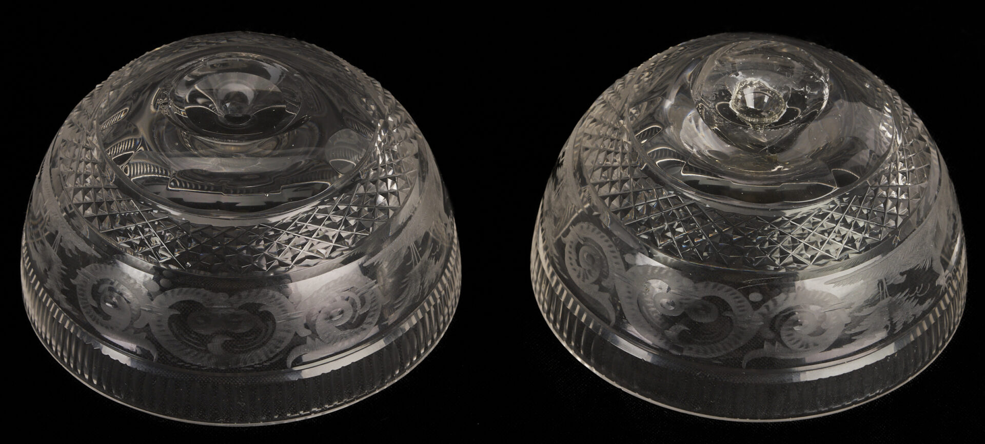 Lot 367: 32 Hunt Scene Engraved Crystal Goblets