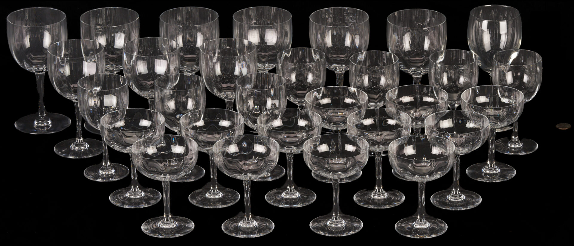 Lot 368: 29 Pcs. Baccarat Stemware, Montaigne Optic Pattern