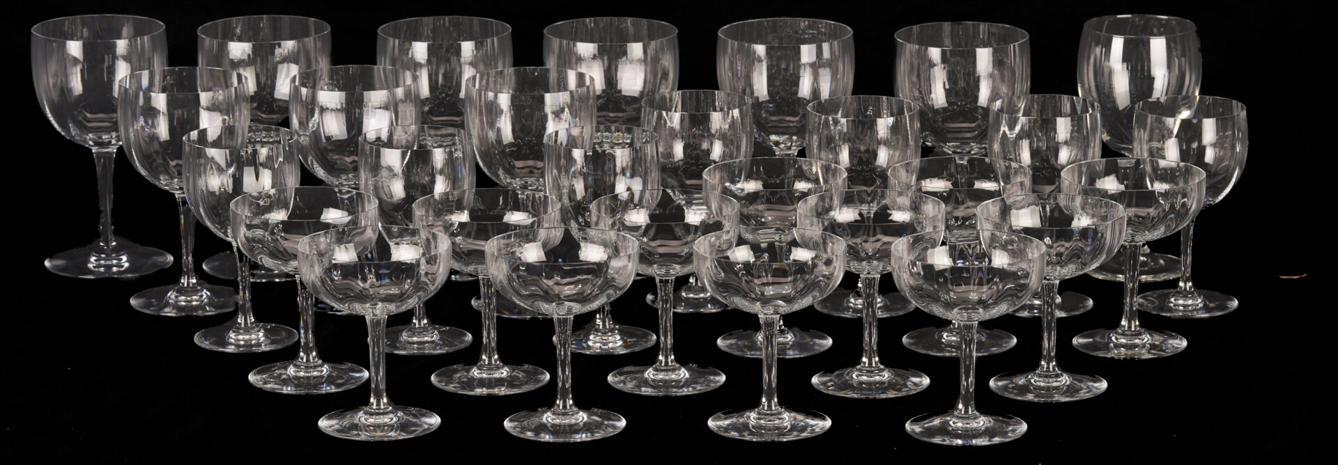 Lot 368: 29 Pcs. Baccarat Stemware, Montaigne Optic Pattern