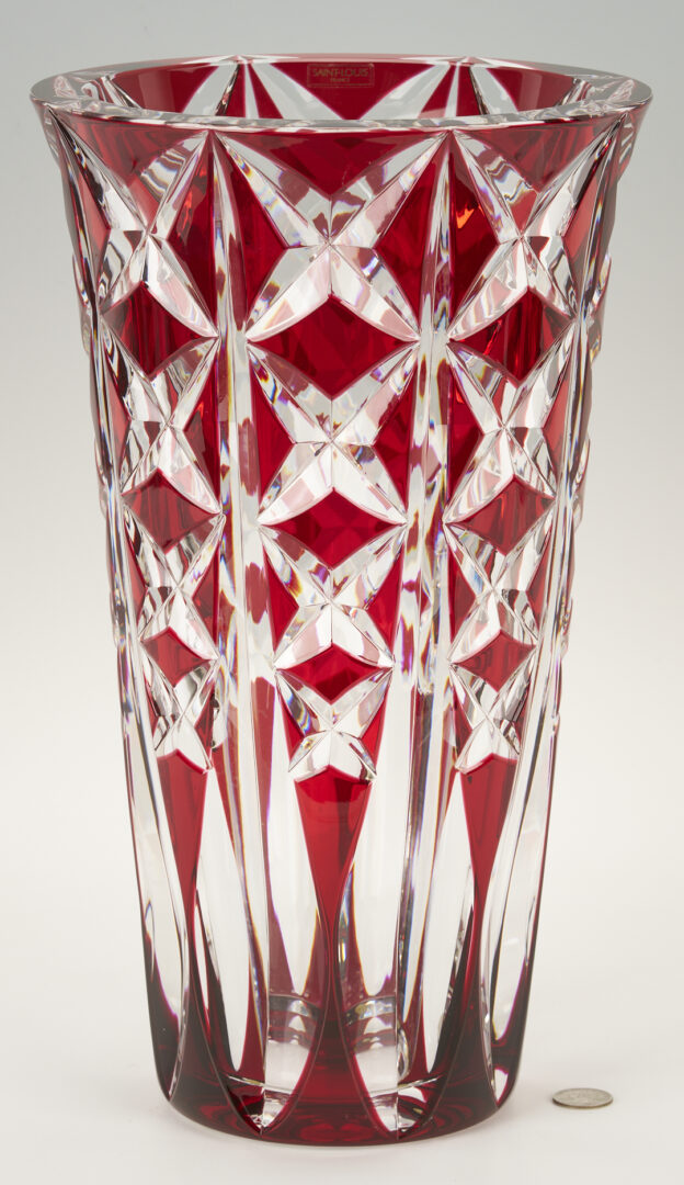 Lot 370: St. Louis Red Cut Crystal Vase