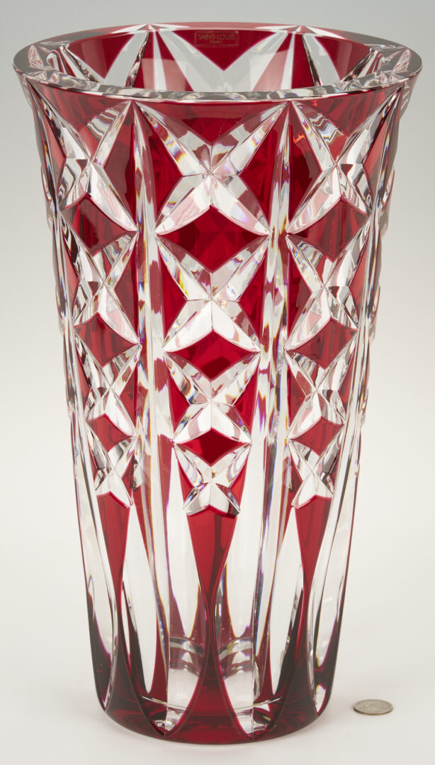 Lot 370: St. Louis Red Cut Crystal Vase
