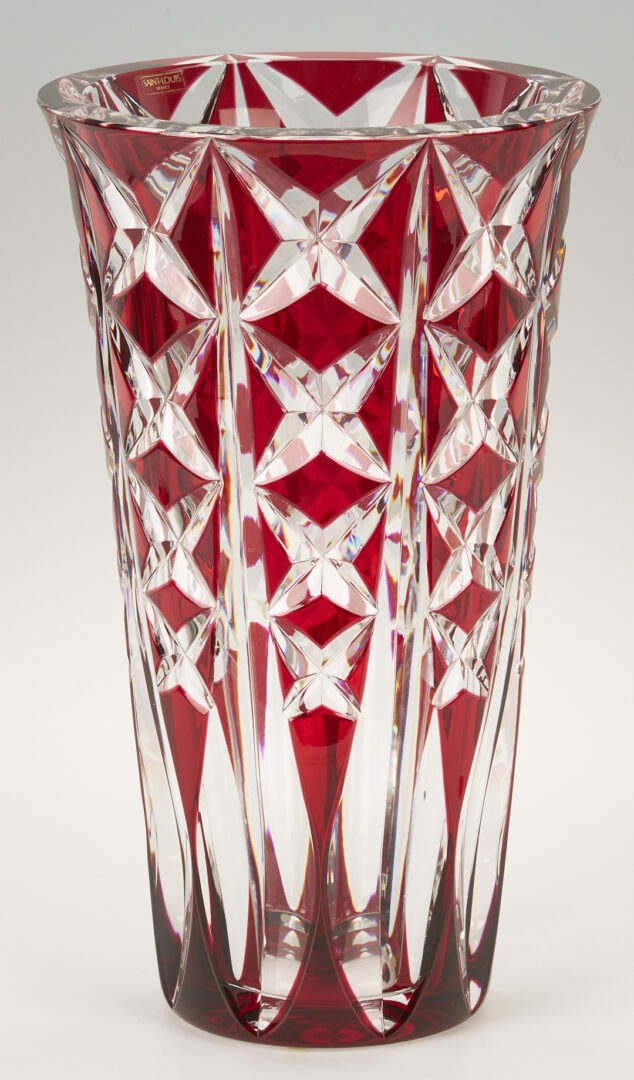 Lot 370: St. Louis Red Cut Crystal Vase