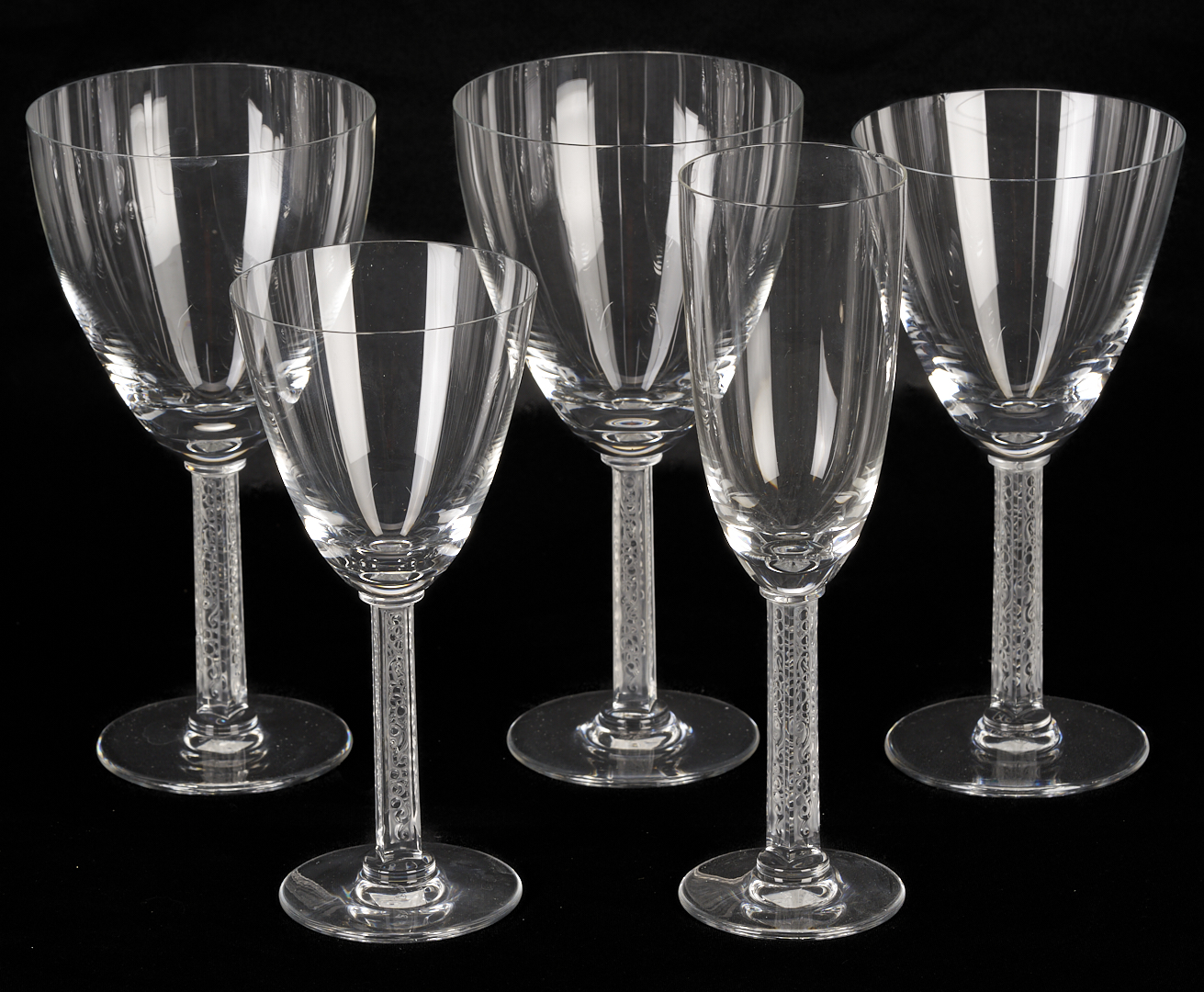 Lot 372: 34 pcs Lalique Phalsbourg Crystal Stemware