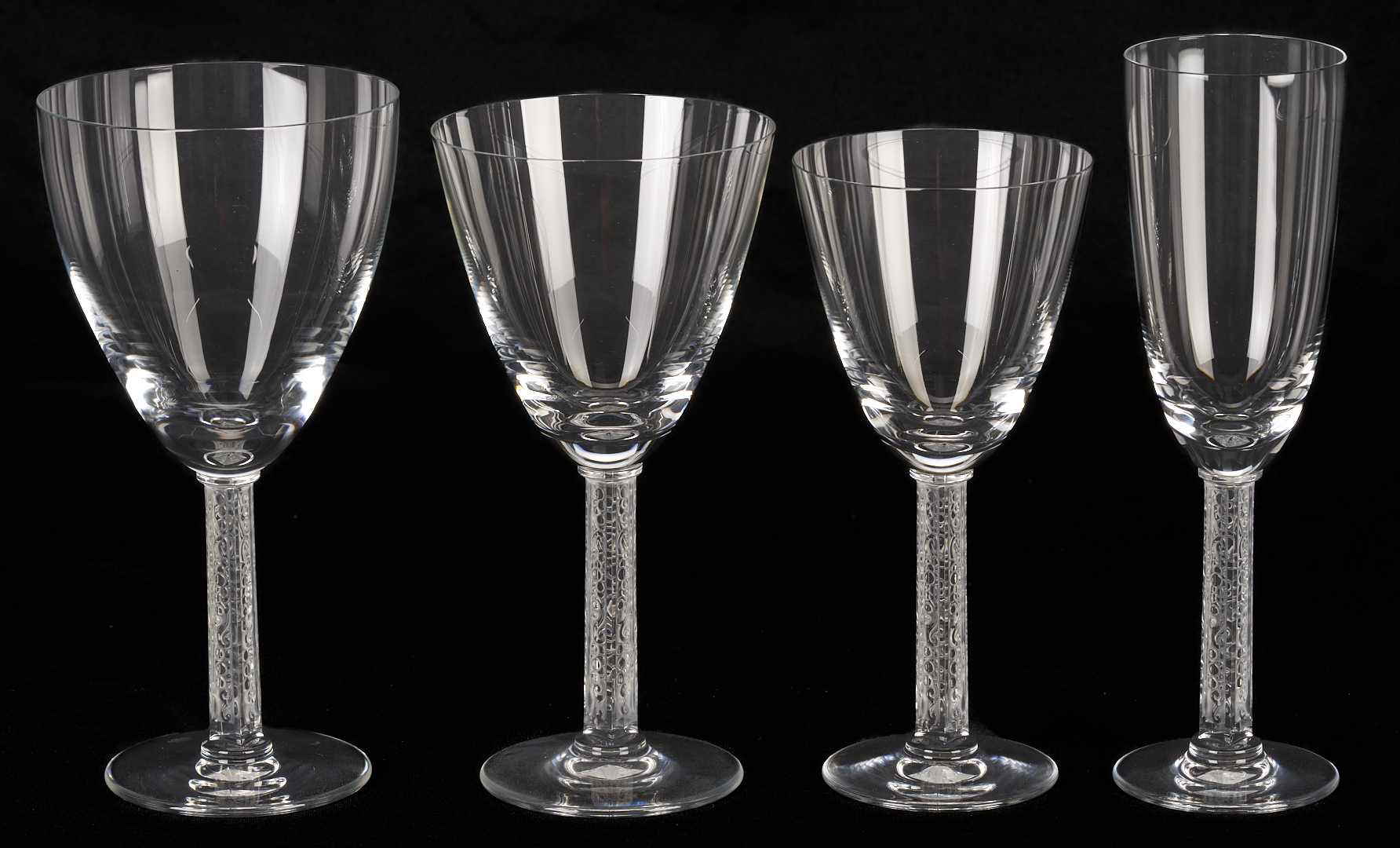 Lot 372: 34 pcs Lalique Phalsbourg Crystal Stemware