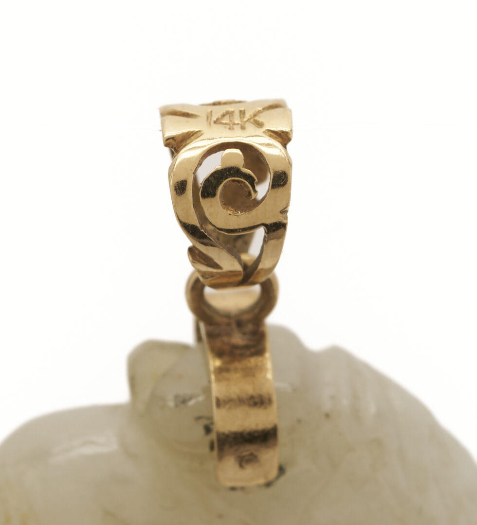 Lot 37: 5 Jade Items: Necklace, 2 Pendants, & Pair of Earrings