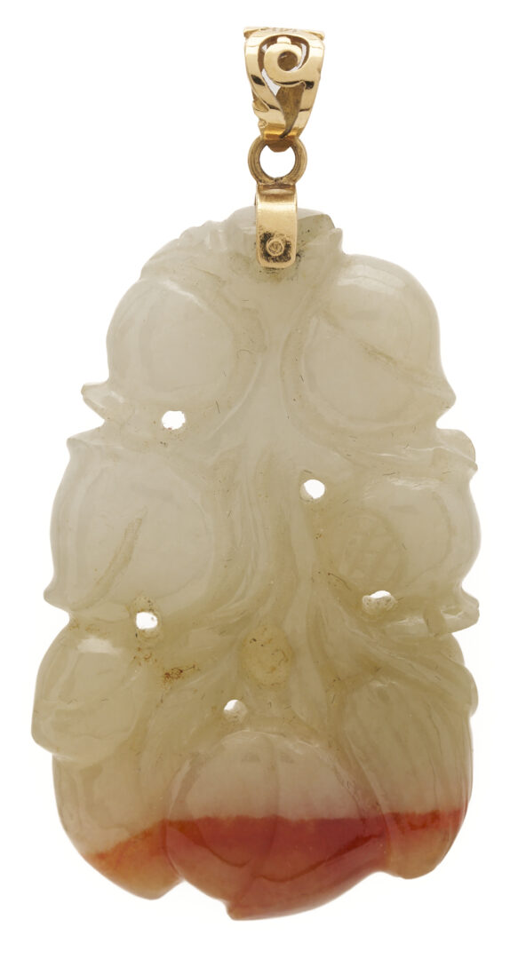 Lot 37: 5 Jade Items: Necklace, 2 Pendants, & Pair of Earrings