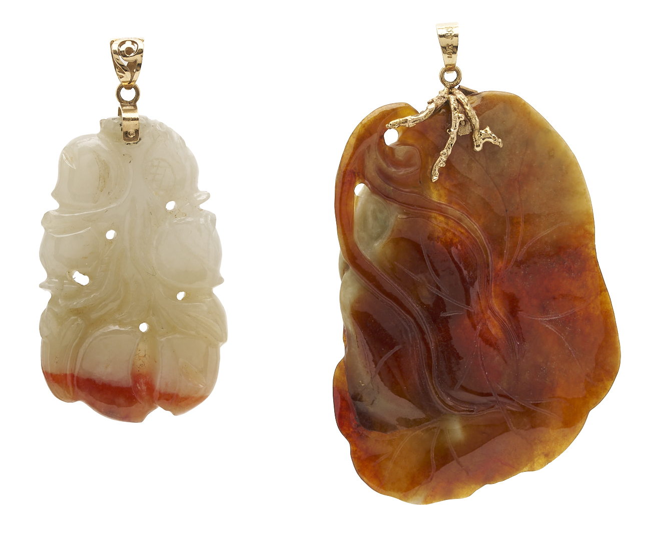 Lot 37: 5 Jade Items: Necklace, 2 Pendants, & Pair of Earrings