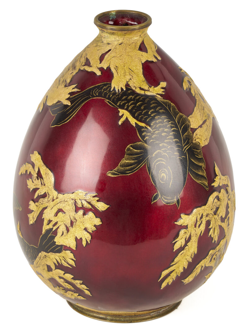 Lot 381: Camille Faure Limoges Enamel Vase