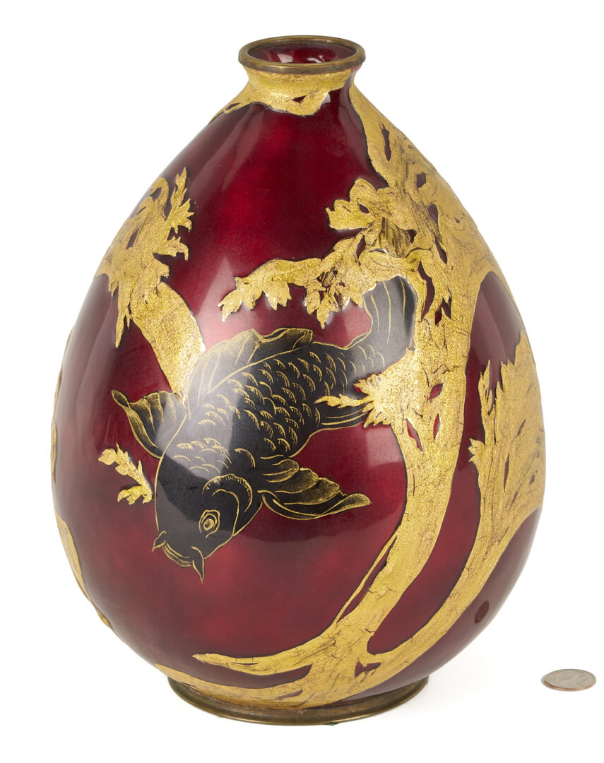 Lot 381: Camille Faure Limoges Enamel Vase