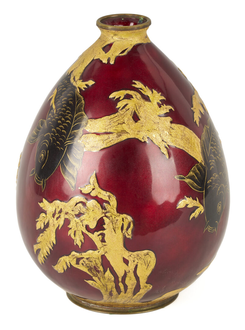 Lot 381: Camille Faure Limoges Enamel Vase