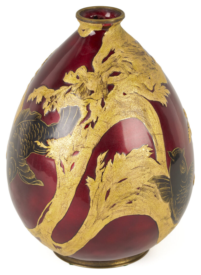 Lot 381: Camille Faure Limoges Enamel Vase