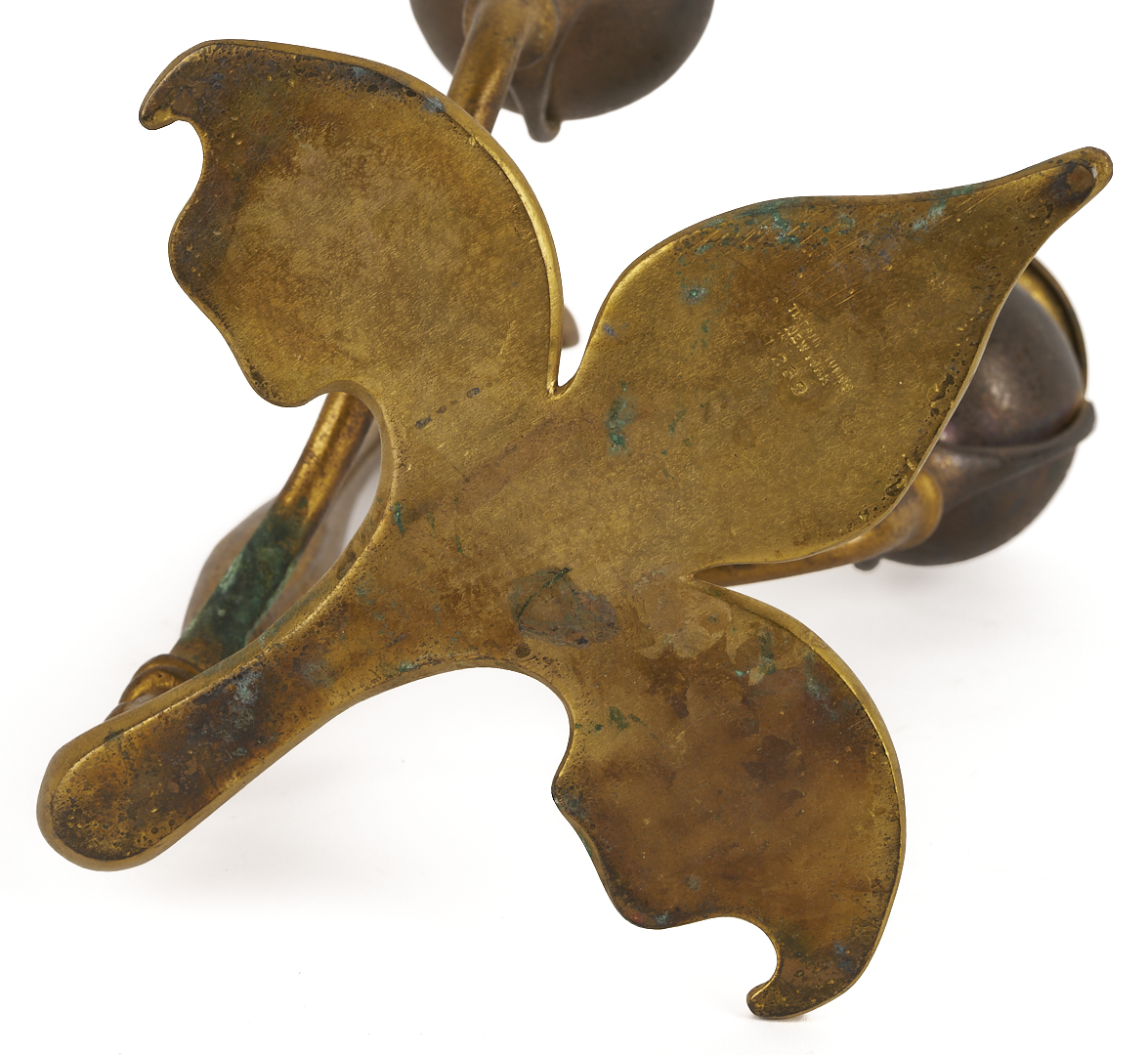 Lot 383: Tiffany Bronze Fleur di Lis Candlestick