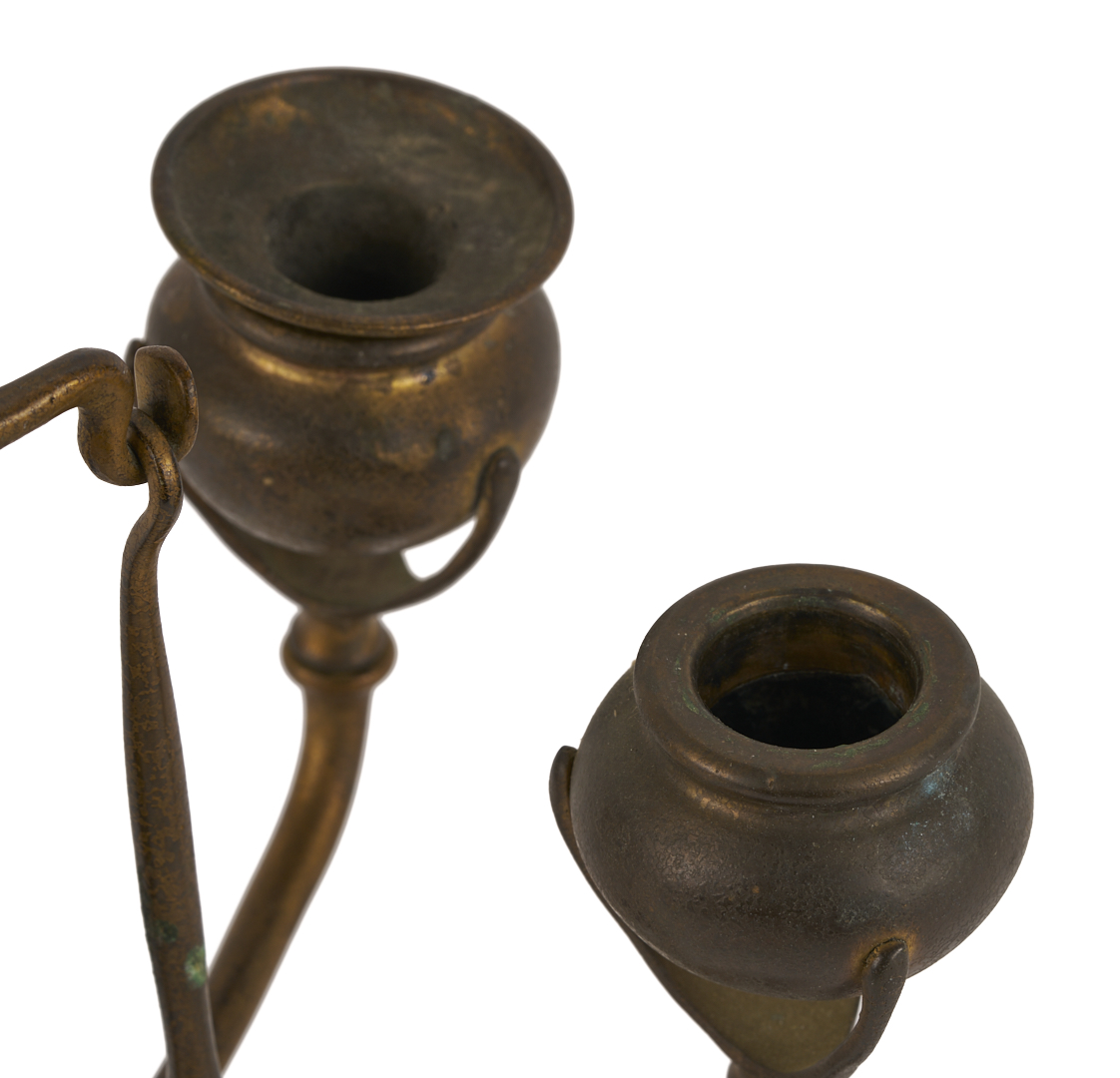 Lot 383: Tiffany Bronze Fleur di Lis Candlestick