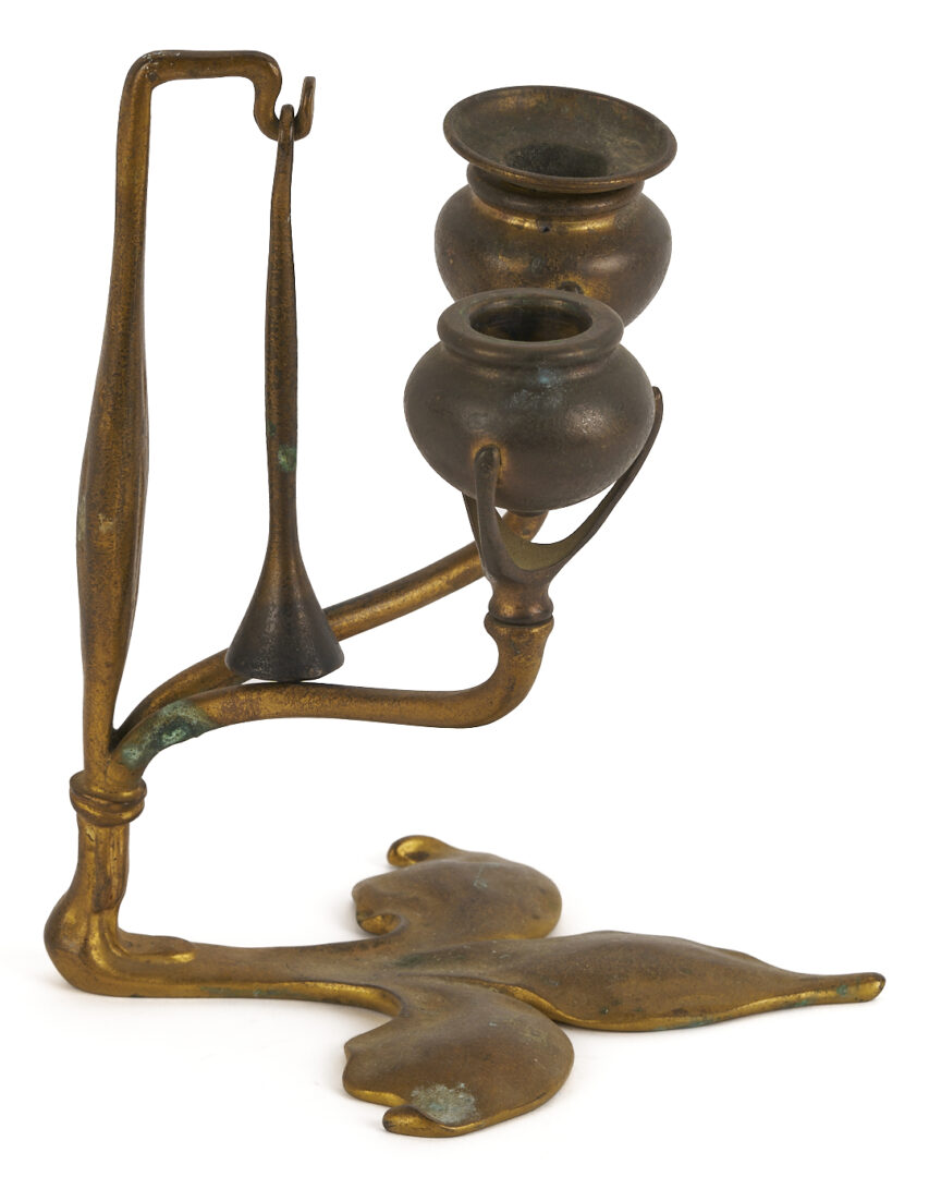 Lot 383: Tiffany Bronze Fleur di Lis Candlestick