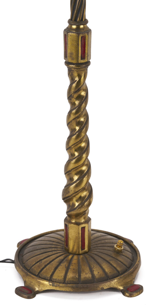 Lot 384: Pair Bradley & Hubbard Art Deco Lamps, Green Shades