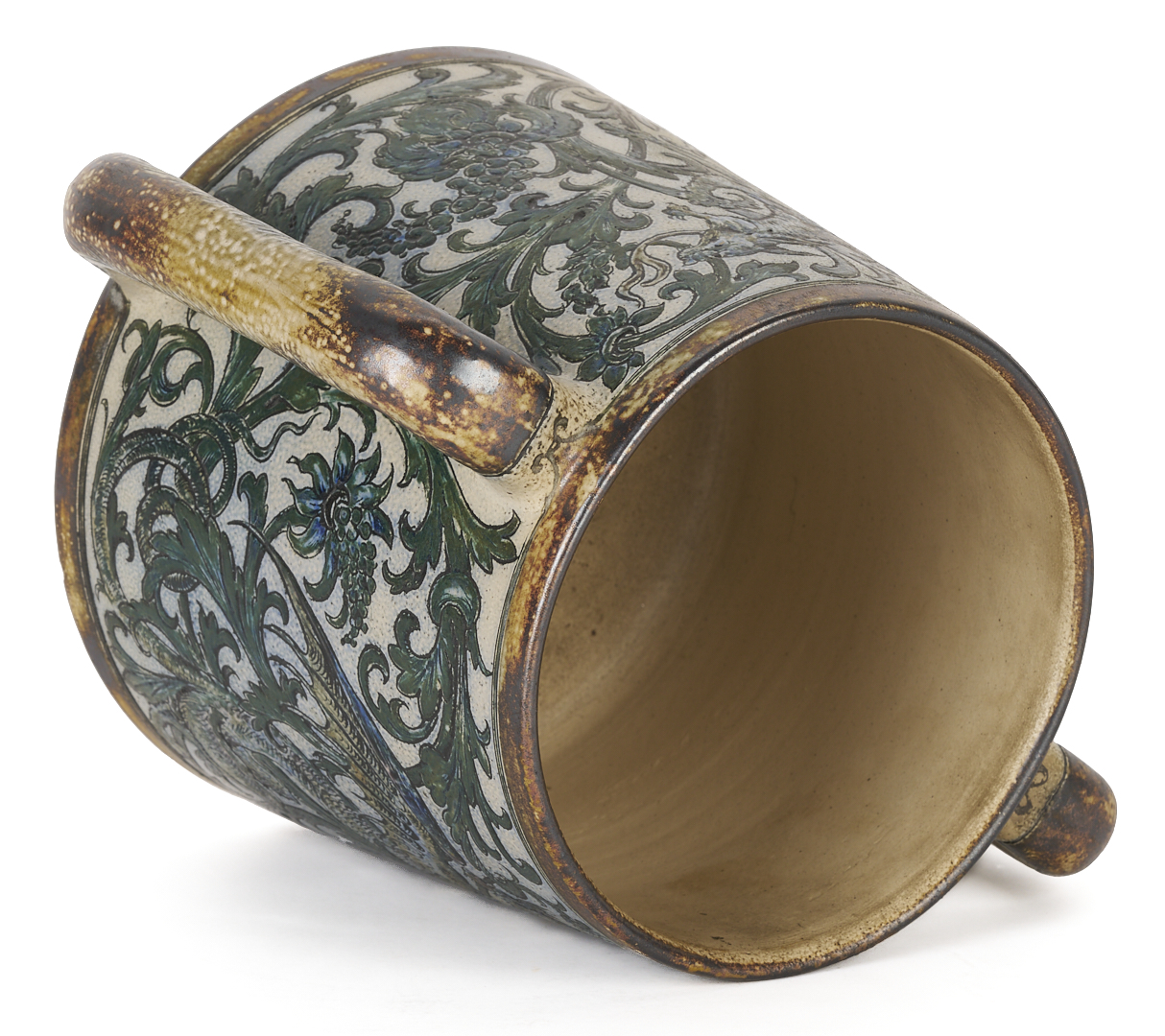 Lot 385: Martin Brothers Stoneware Two Handled Loving Cup, 1892