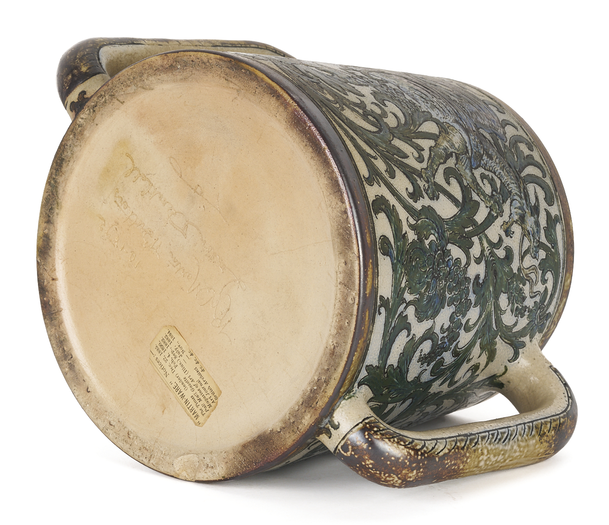 Lot 385: Martin Brothers Stoneware Two Handled Loving Cup, 1892