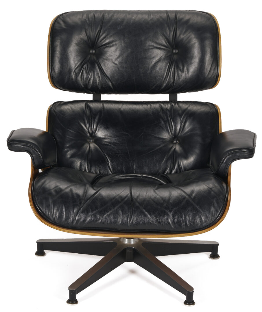 Lot 388: Eames Black Lounge Chair and Ottoman, Herman Miller