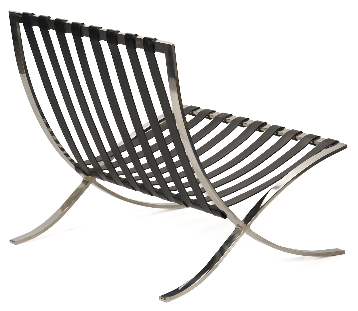 Lot 389: Labeled Knoll Barcelona Chair & Stool, 1 of 3, Mies van der Rohe Design