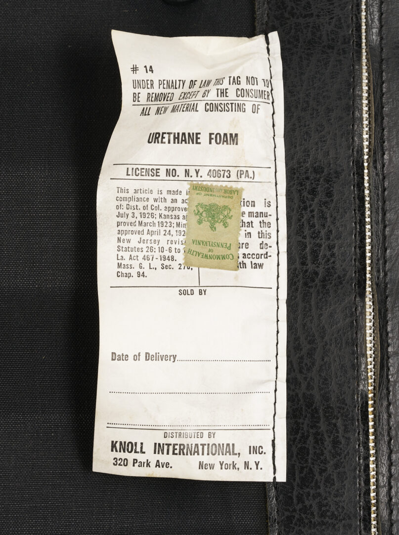 Lot 390: Labeled Knoll Barcelona Chair & Stool, Mies van der Rohe Design, 2 of 3