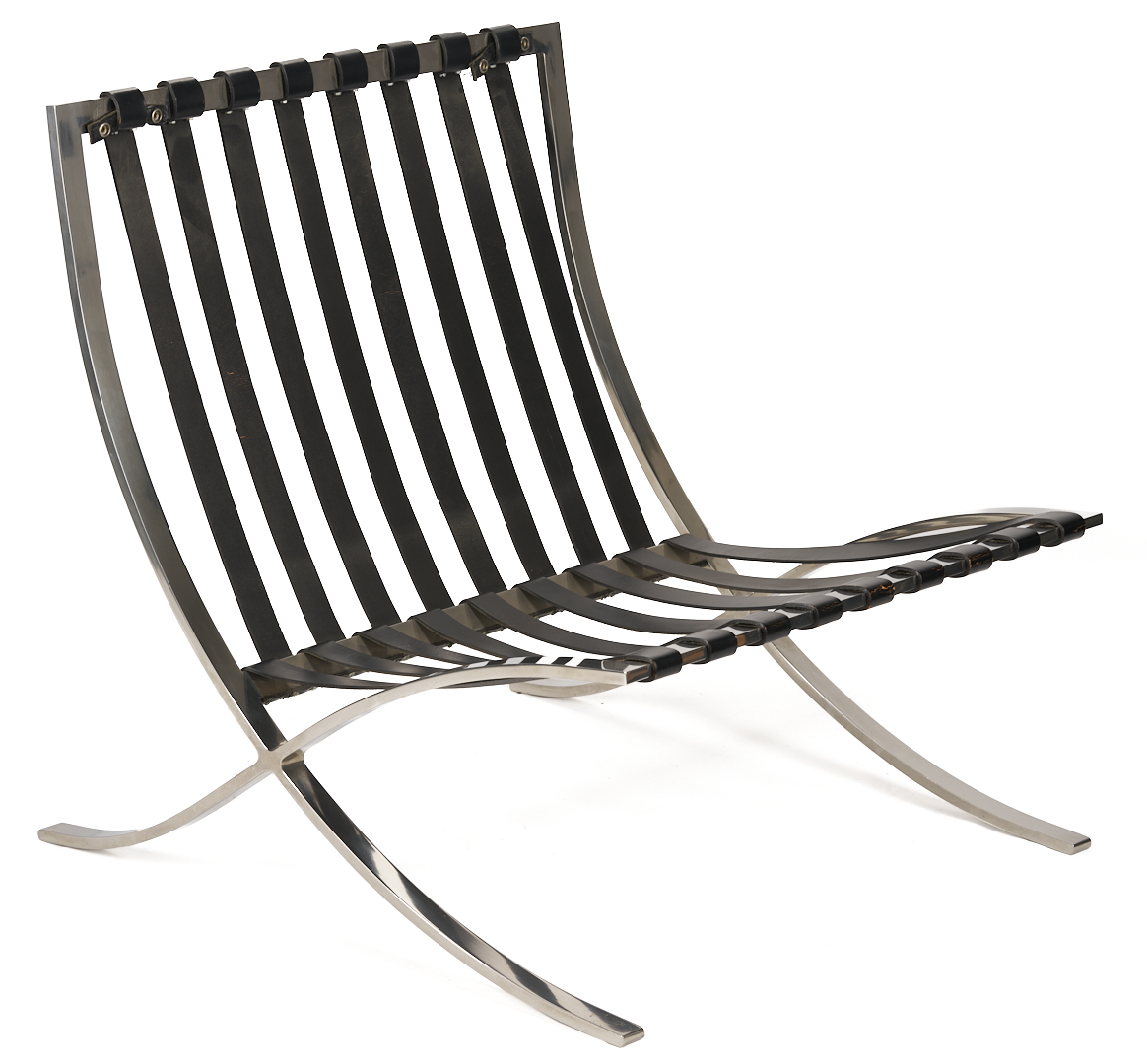 Lot 390: Labeled Knoll Barcelona Chair & Stool, Mies van der Rohe Design, 2 of 3