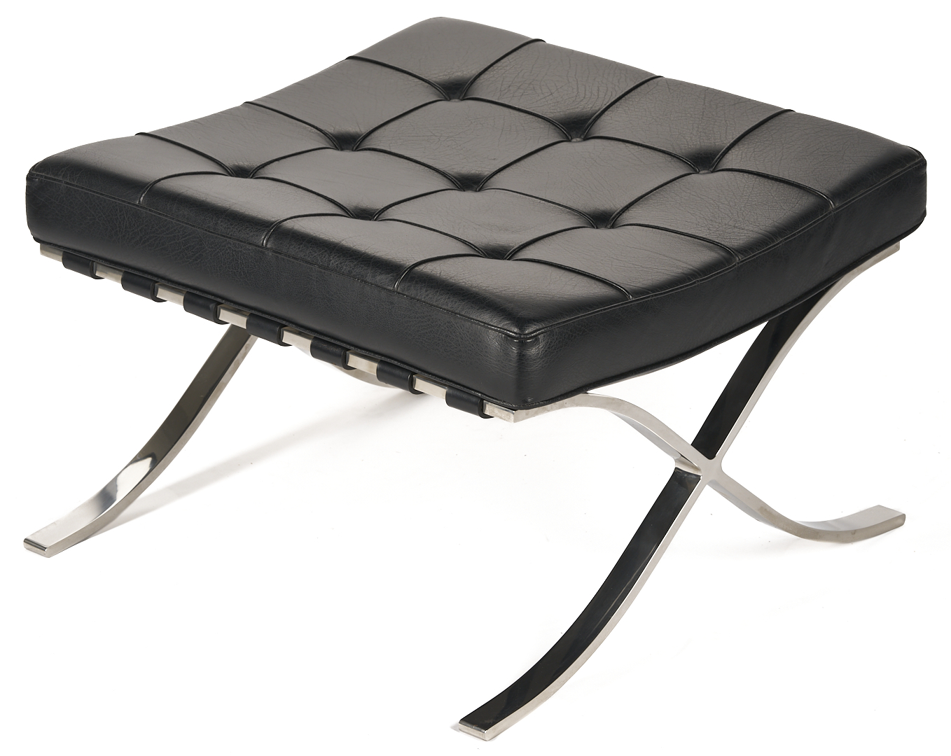 Lot 390: Labeled Knoll Barcelona Chair & Stool, Mies van der Rohe Design, 2 of 3