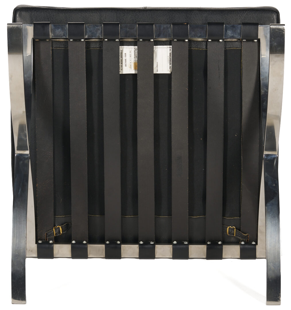 Lot 390: Labeled Knoll Barcelona Chair & Stool, Mies van der Rohe Design, 2 of 3