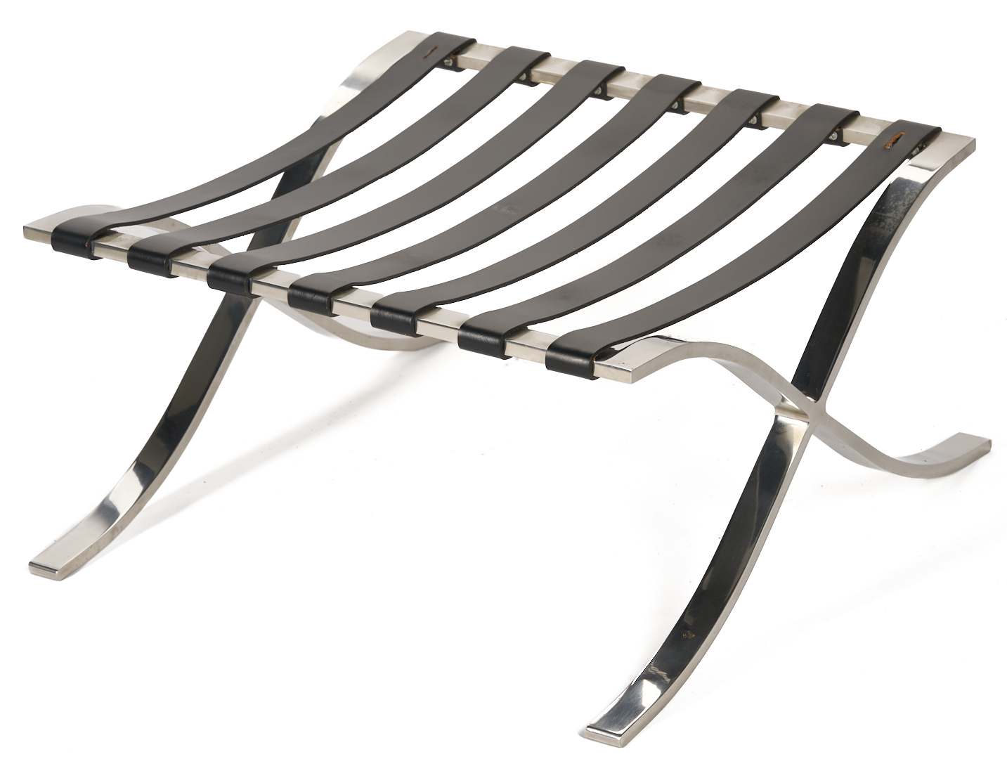 Lot 390: Labeled Knoll Barcelona Chair & Stool, Mies van der Rohe Design, 2 of 3