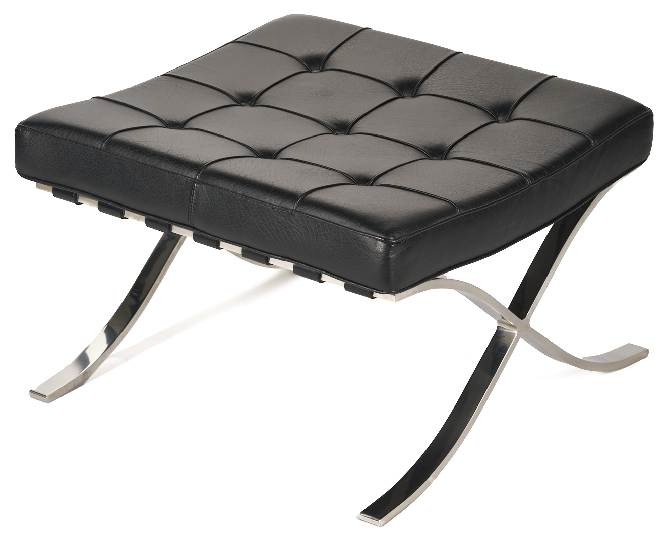 Lot 390: Labeled Knoll Barcelona Chair & Stool, Mies van der Rohe Design, 2 of 3