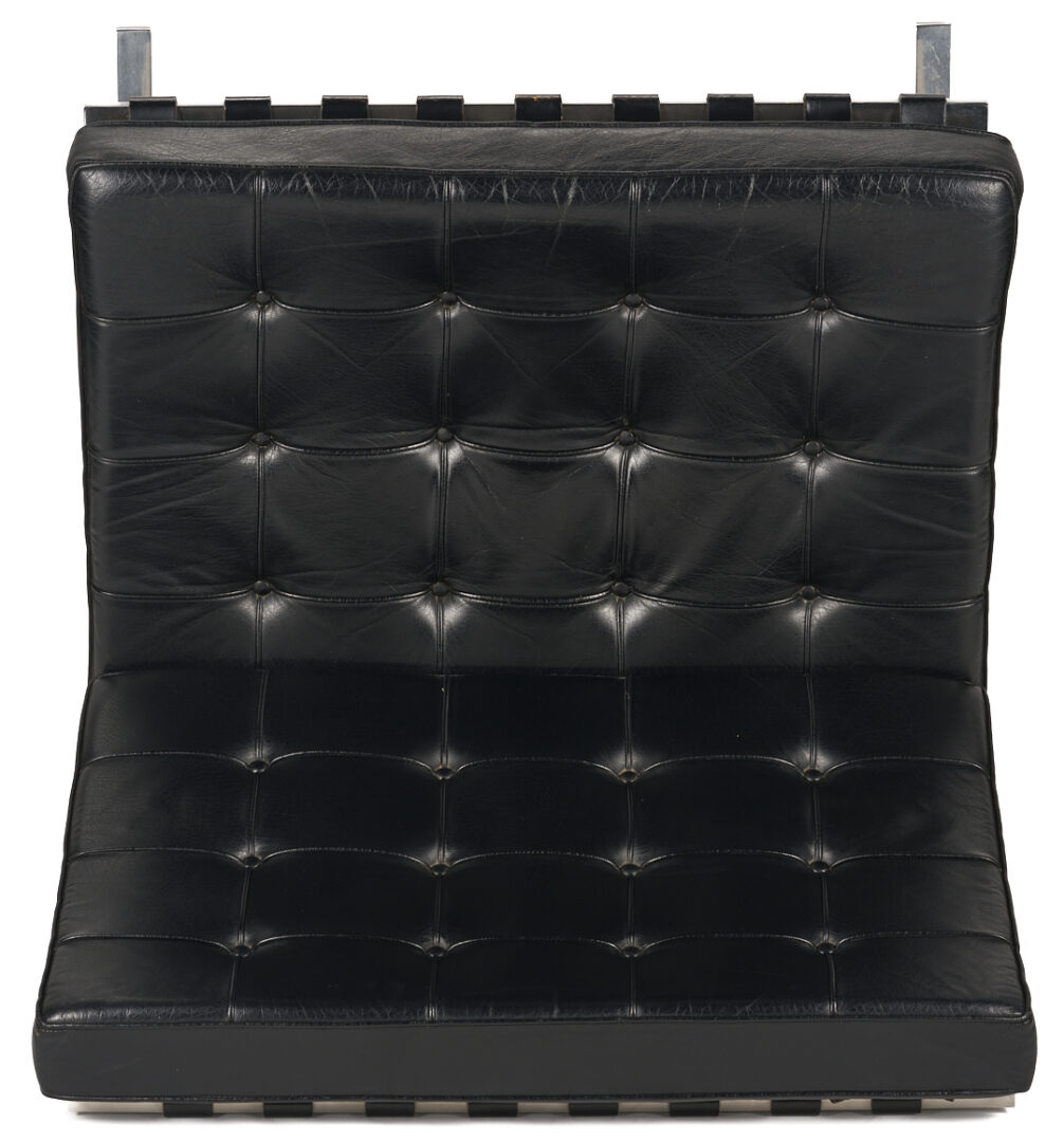 Lot 390: Labeled Knoll Barcelona Chair & Stool, Mies van der Rohe Design, 2 of 3