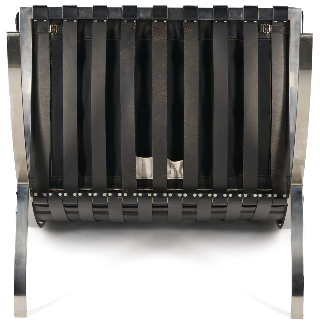 Lot 390: Labeled Knoll Barcelona Chair & Stool, Mies van der Rohe Design, 2 of 3