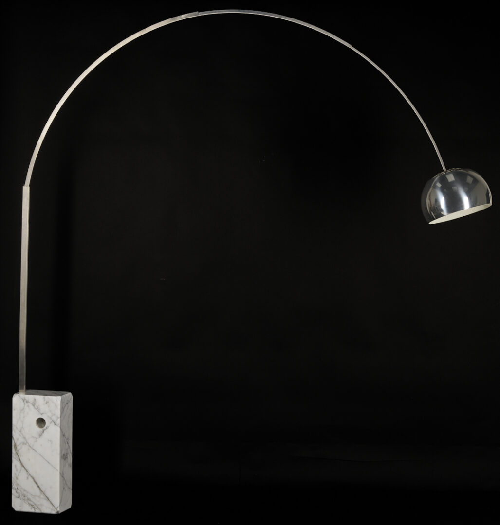 Lot 391: Italian Castiglioni Arco Floor Lamp w/ Marble Base, Mid-Century