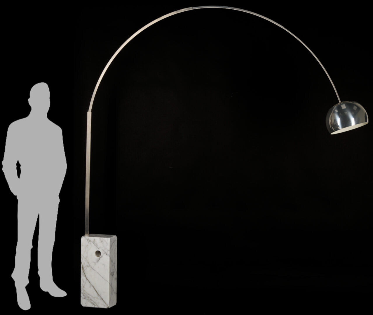 Lot 391: Italian Castiglioni Arco Floor Lamp w/ Marble Base, Mid-Century