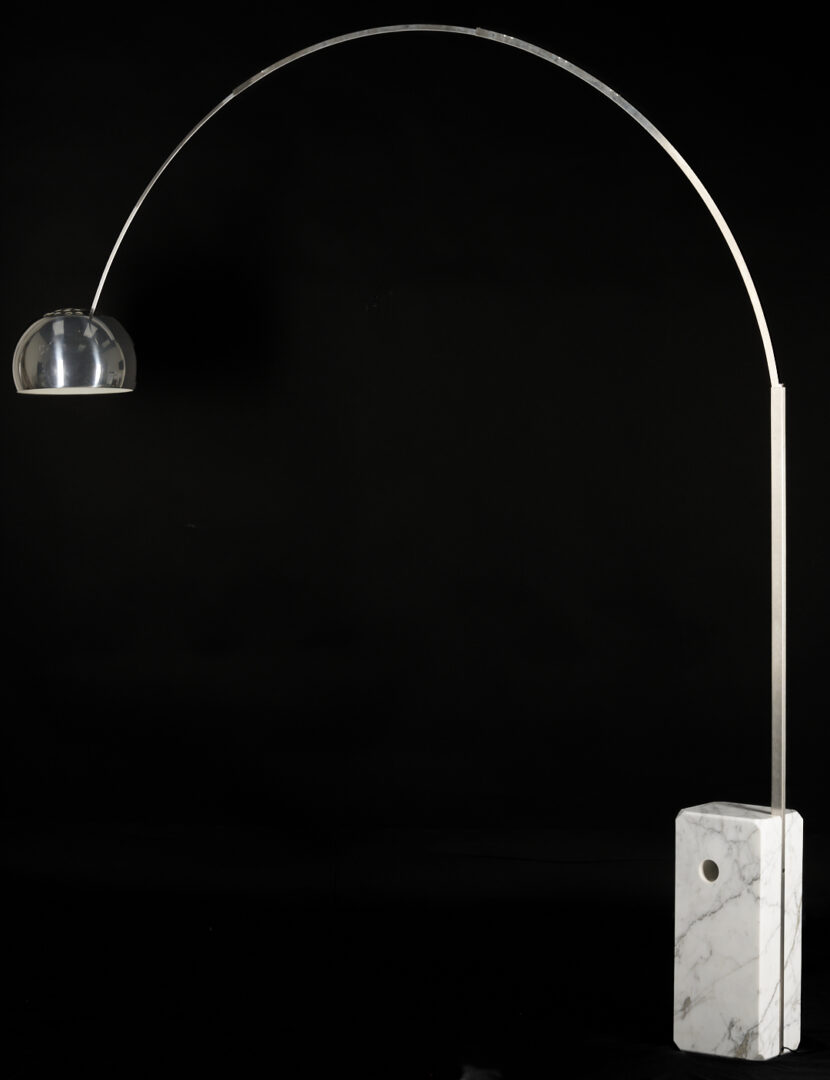 Lot 391: Italian Castiglioni Arco Floor Lamp w/ Marble Base, Mid-Century
