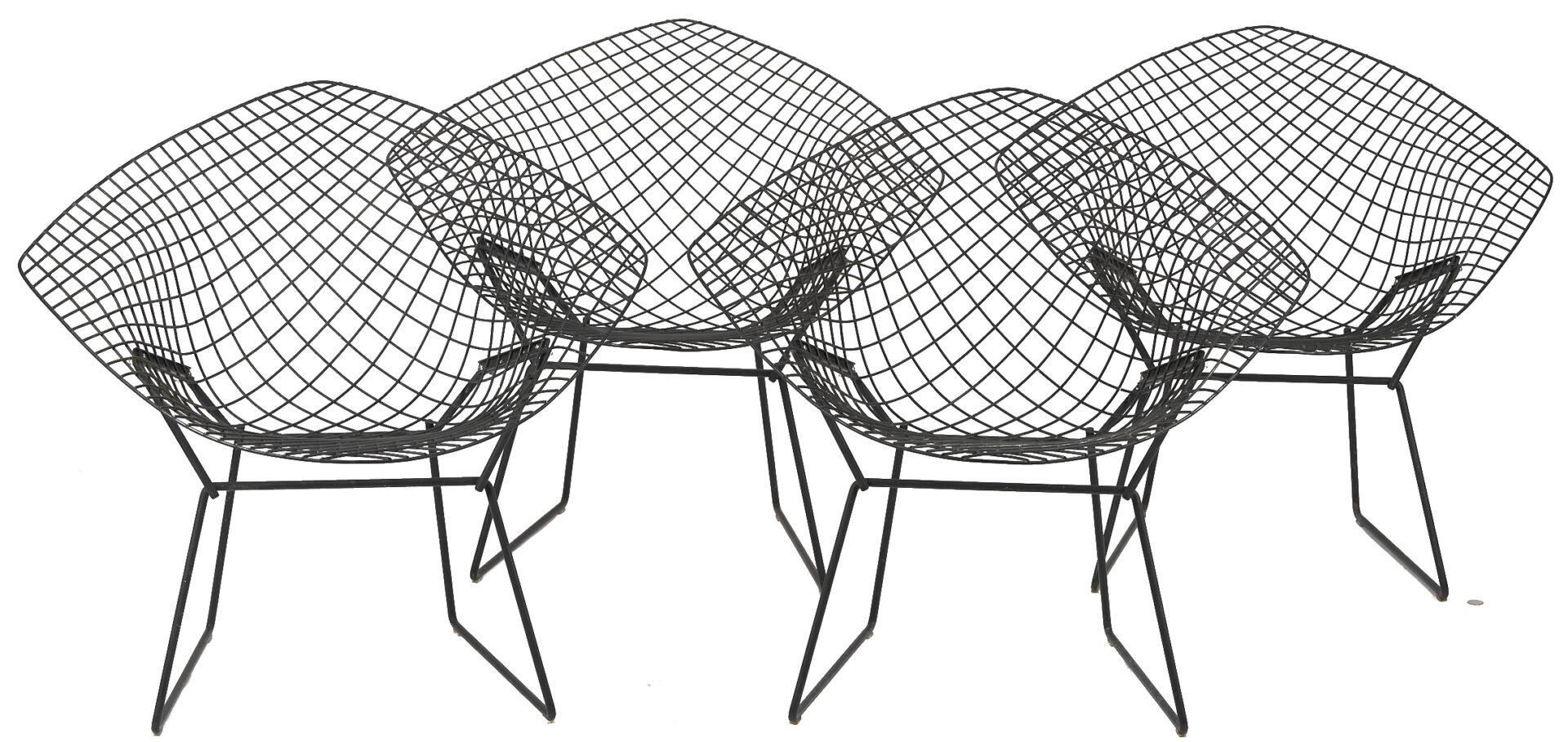 Lot 394: Four Knoll Mid Century Bertoia Diamond Chairs