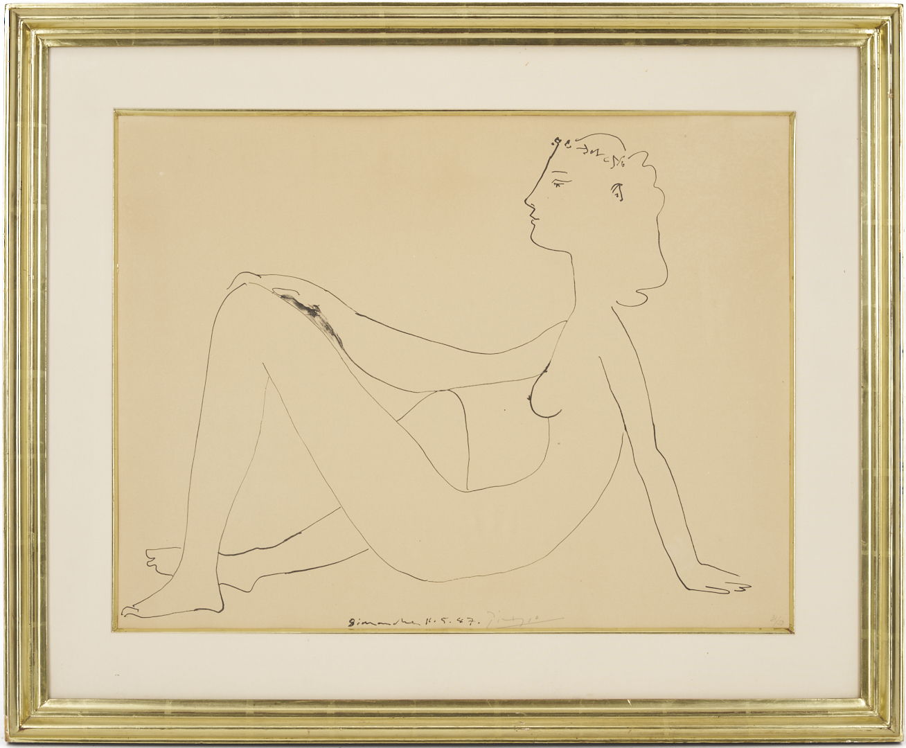 Lot 402: Pablo Picasso Lithograph; Nu Assis, De Profil, 1947