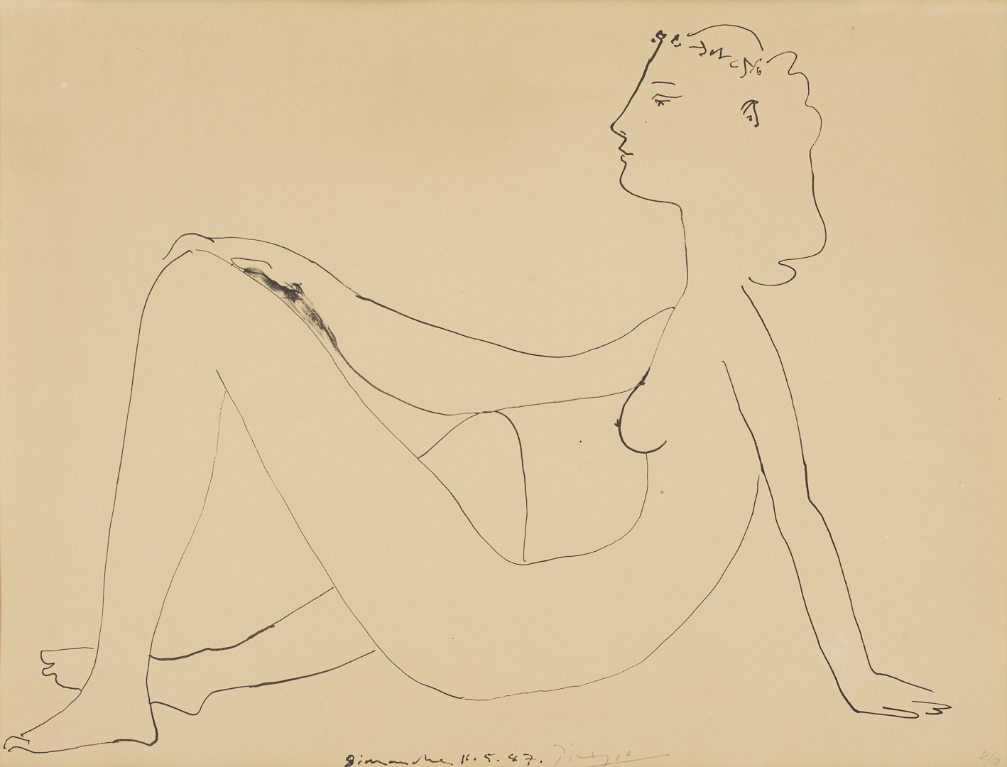 Lot 402: Pablo Picasso Lithograph; Nu Assis, De Profil, 1947