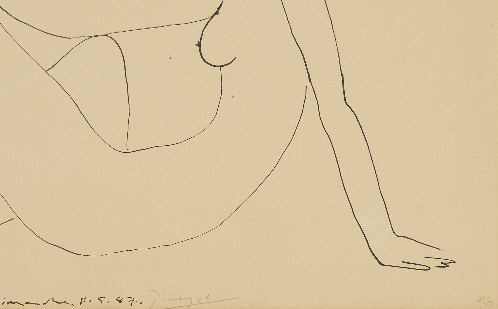 Lot 402: Pablo Picasso Lithograph; Nu Assis, De Profil, 1947