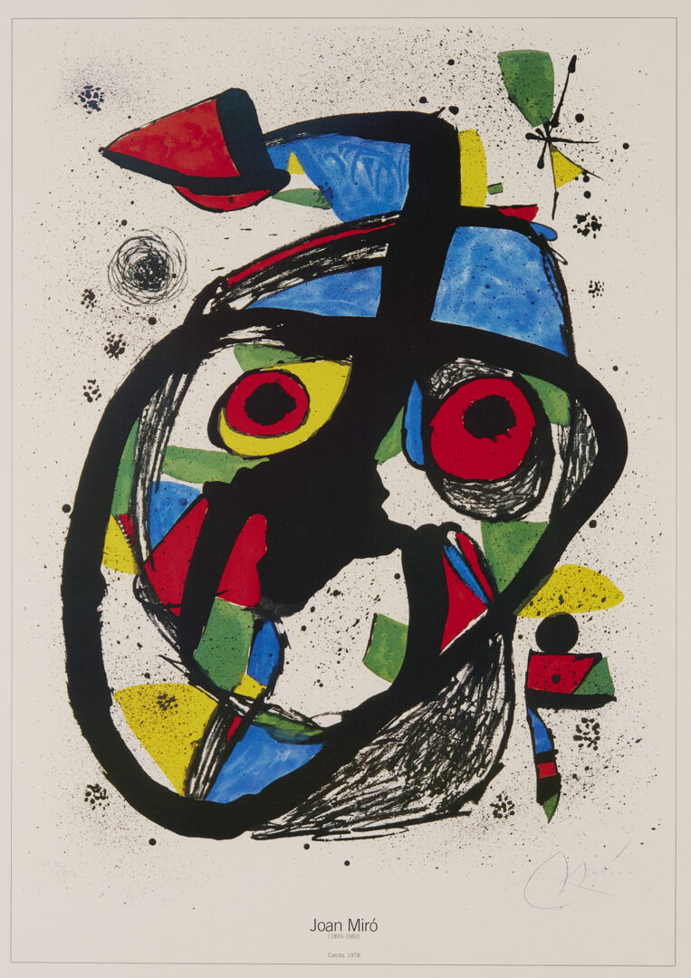 Lot 404: Joan Miro Signed 1974 Lithograph, Escultor Iran (plus poster)