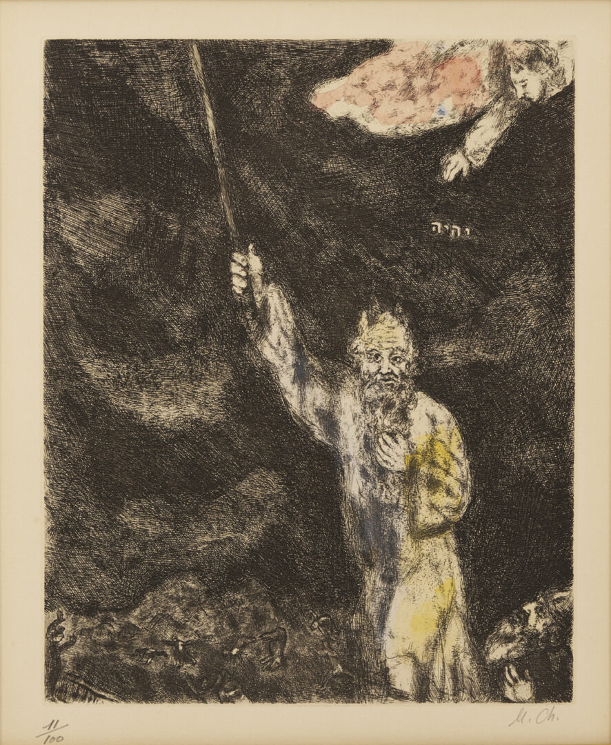 Lot 405: Marc Chagall Signed Etching from The Bible, Darkness Over Egypt