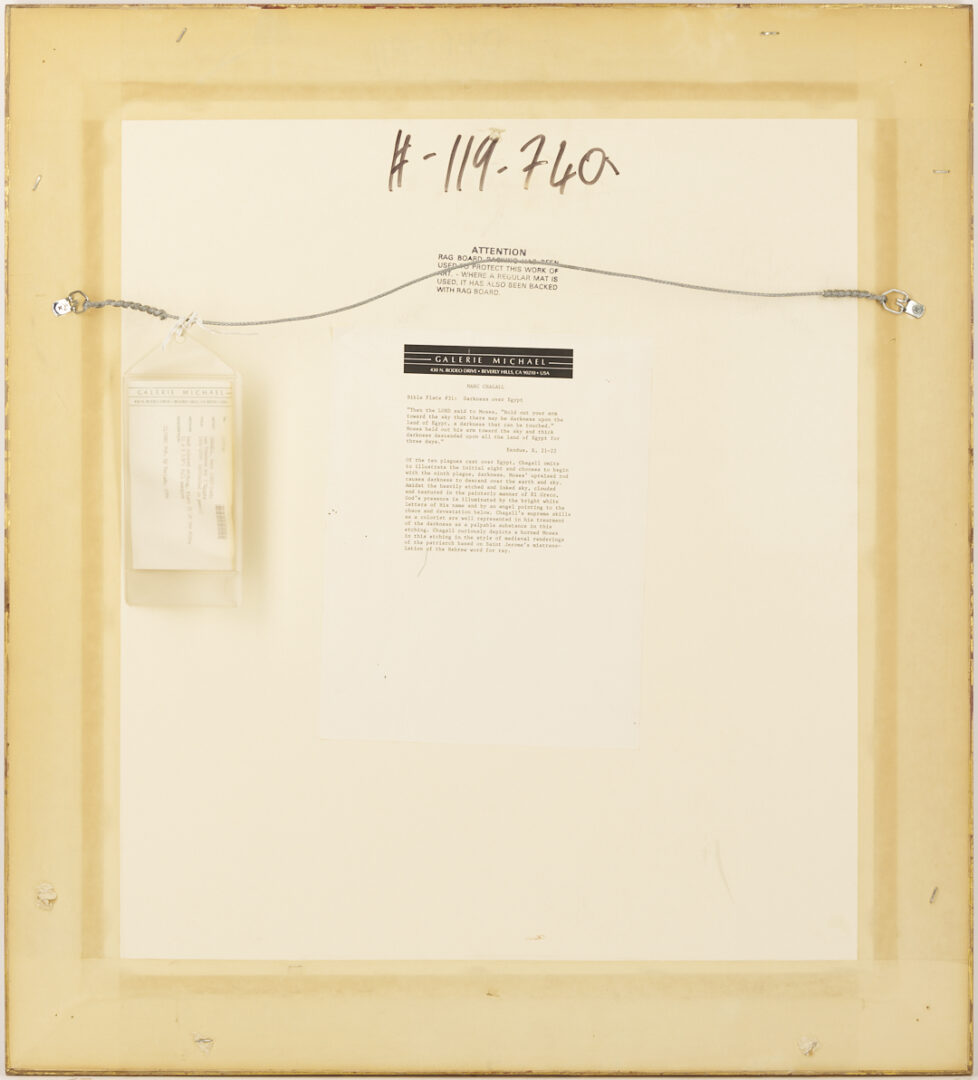 Lot 405: Marc Chagall Signed Etching from The Bible, Darkness Over Egypt